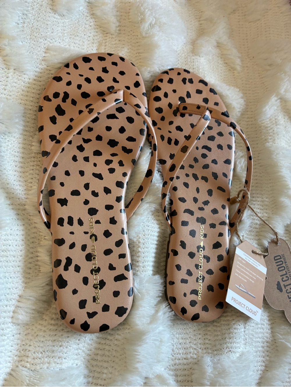 Kids Project Cloud Women’s Leopard Print Tan Flip Flop Sandals